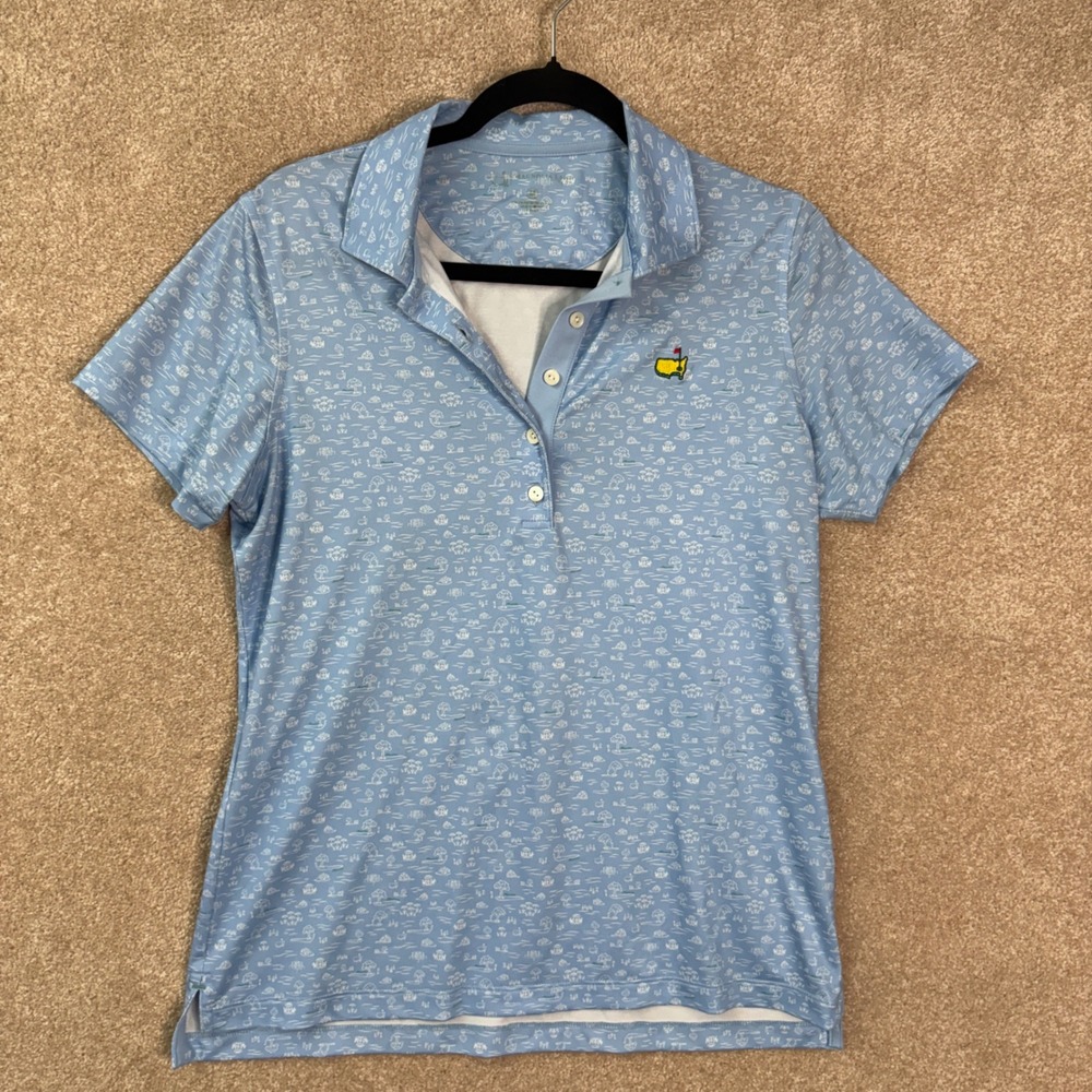 MAGNOLIA LANE Masters Golf Polo Shirt Womens Medium Blue Performance